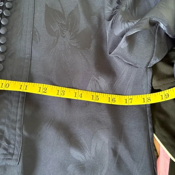 Figue Izzie Floral Jacquard Mini dress Long Sleeve S‎ Festive Preppy Career Blue - Picture 9 of 10